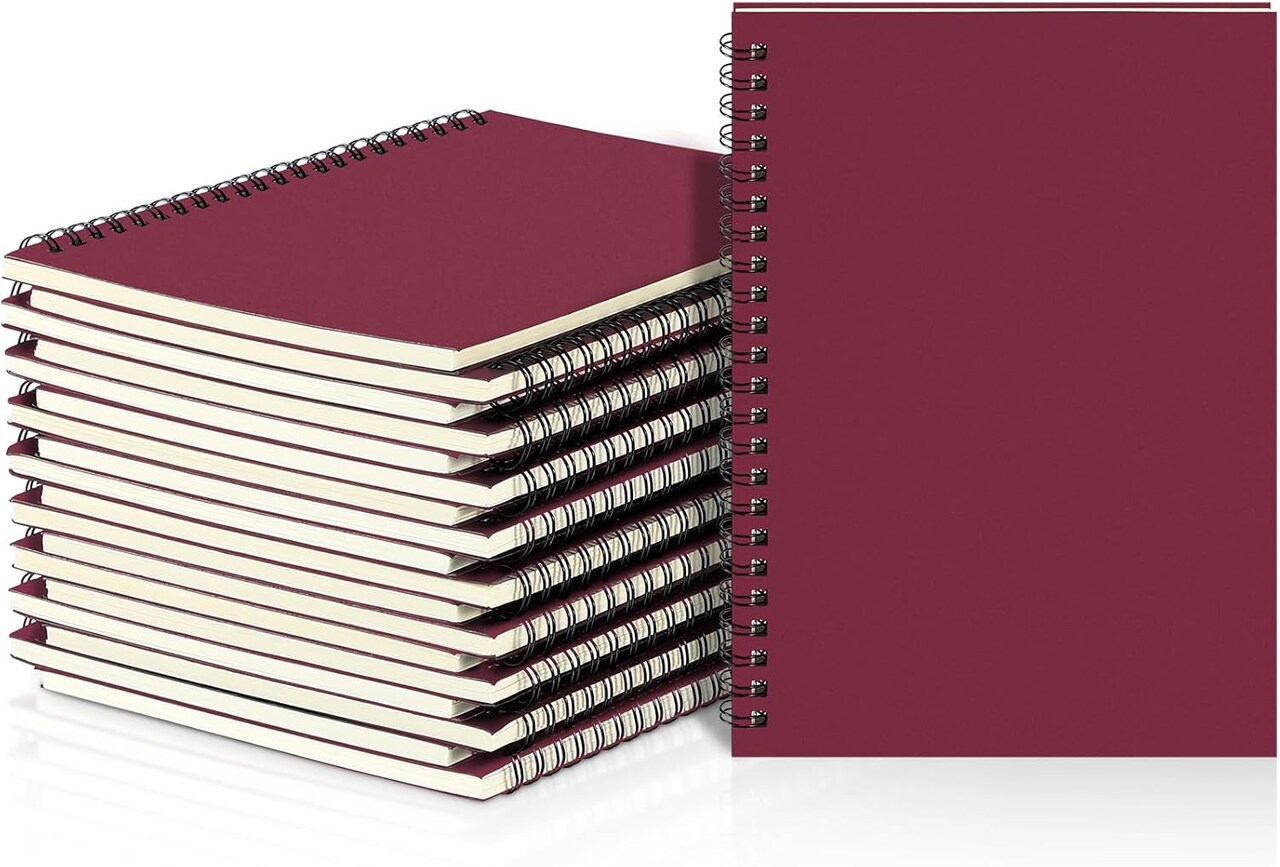 Spiral Notebook Bulk A5 College Ruled Journals Notebooks Lined 8.3 X 5.5 Inch Note Books Composition Writing Thick Paper Notebook for Office Business School Gifts Supplies(Wine Red, 18 Pcs)